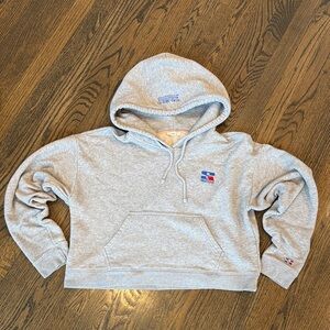 TNA Sweatfleece cropped Gray Hoodie size small EUC RARE!!